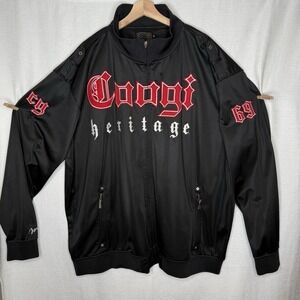 Coogi Track Jacket Spell Out Mens 5XL Black Lightweight Trap 00s Y2K Street Zip